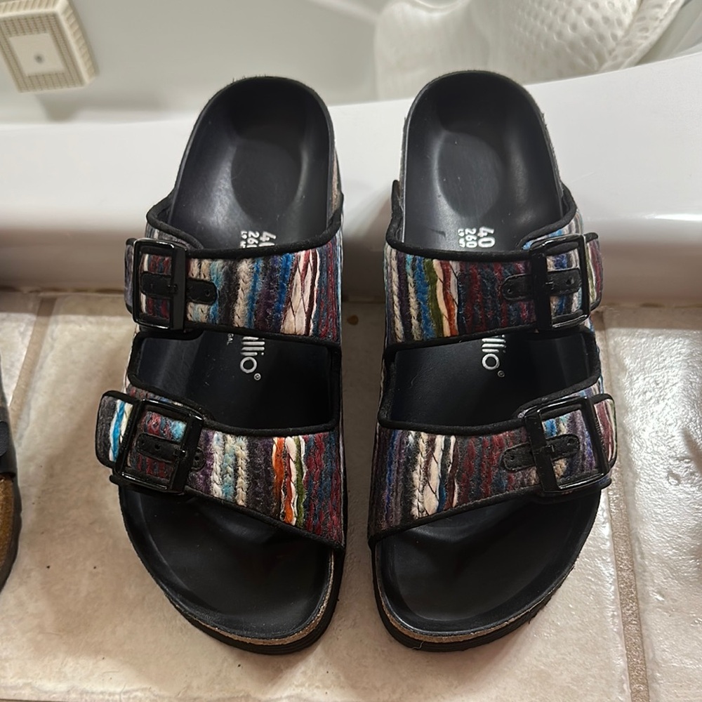 Colorful Striped Sandals with Buckles